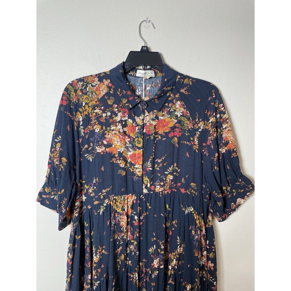 NWT Natural Life Women's Multicolor Short Sleeve Floral Midi Dress Size XL - Picture 2 of 7